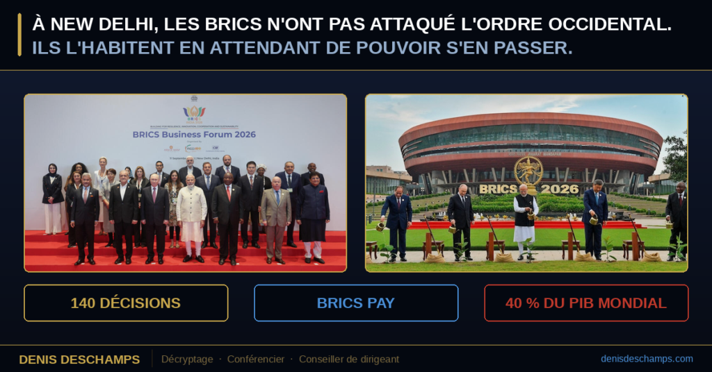 Onze chefs d'État et de gouvernement à New Delhi ce week-end, Vladimir Poutine, Xi Jinping et Massoud Pezeshkian au premier rang, reçus par Narendra Modi. Les commentaires ont été unanimes : un bloc s'organise contre l'Occident.