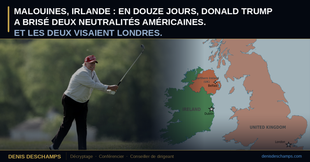 Deux positions de neutralité tenues depuis des décennies, abandonnées en quinze jours. Deux fois au détriment du même pays, qui n'est ni un adversaire ni un rival, mais le plus ancien allié des États-Unis. Et le 11 septembre, entre les deux, les Houthis prenaient le détroit de Bab el-Mandeb.
