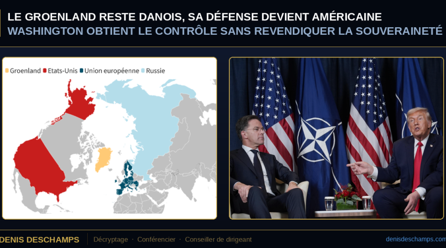 Copenhague a salué un accord « bon pour l'OTAN et l'Europe », et Nuuk un compromis qui garantit sa sécurité. Le président américain, qui avait envisagé publiquement d'employer la force pour s'emparer de l'île, signe donc un texte reconnaissant la souveraineté danoise. Le paradoxe n'est qu'apparent, et il se dissipe dès lors que l'on distingue ce qui a été revendiqué de ce qui était recherché.
